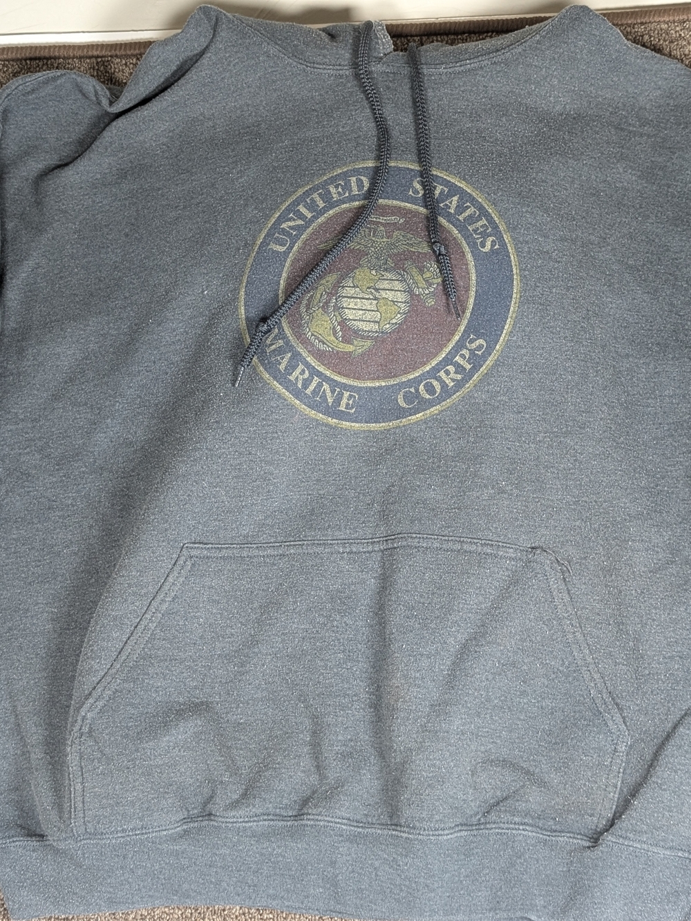 USMC United States Marine Corps Hoodie Sweatshirt Grey Men's Size 2XL